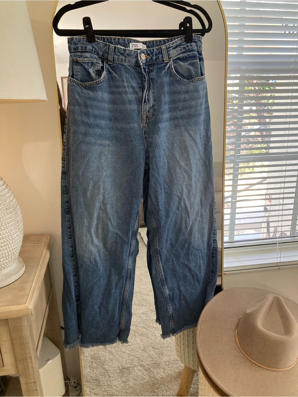 Zara Blue Wide-Leg Flare Jeans